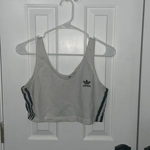 Adidas white and black striped M top.